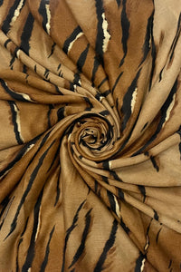 Tiger Print Foiled Frayed Scarf