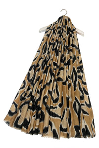 Large Leopard Print Foiled Frayed Scarf