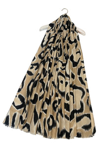 Large Leopard Print Foiled Frayed Scarf