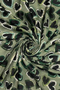 Scattered Love Heart Print Foiled Frayed Scarf