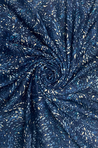 Illustrated Swirl Print Foiled Frayed Scarf