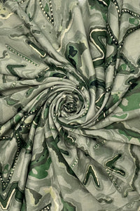 Floral & Marble Print Foiled Frayed Scarf