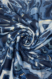 Floral & Marble Print Foiled Frayed Scarf