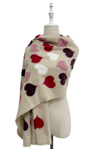 Bold Heart Print Frayed Scarf