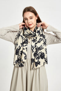 Ink Flower Print Scarf