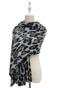 Bold Leopard Animal Print Frayed Scarf