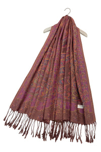 Woven Paisley Print Pashmina Tassel Scarf