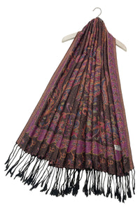 Woven Paisley Print Pashmina Tassel Scarf