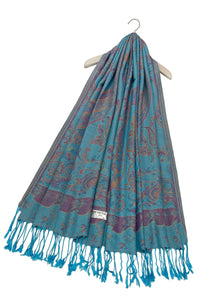 Woven Paisley Print Pashmina Tassel Scarf