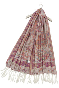 Woven Paisley Print Pashmina Tassel Scarf