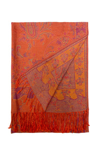 Woven Paisley Print Pashmina Tassel Scarf