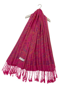 Woven Paisley Print Pashmina Tassel Scarf