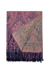 Woven Paisley Floral Pashmina Tassel Scarf