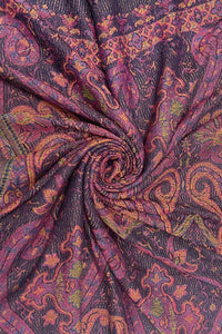 Woven Paisley Floral Pashmina Tassel Scarf