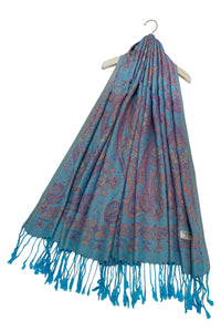 Woven Paisley Floral Pashmina Tassel Scarf