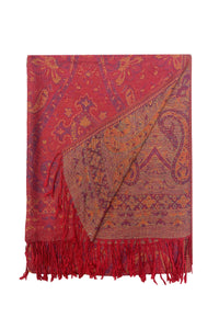 Woven Paisley Floral Pashmina Tassel Scarf