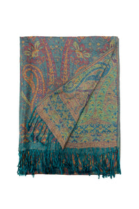 Woven Paisley Floral Pashmina Tassel Scarf