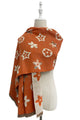 Large Floral Print Reversible Frayed Scarf