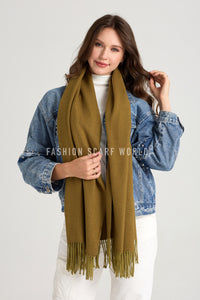 Soft Plain Wool Tassel Blanket Scarf