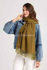 Soft Plain Wool Tassel Blanket Scarf