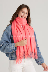 Soft Plain Wool Tassel Blanket Scarf