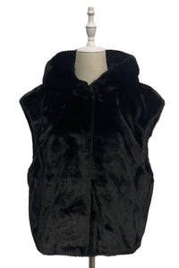 Plain Faux Fur Hooded Gilet Jacket