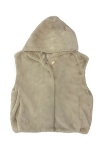 Plain Faux Fur Hooded Gilet Jacket