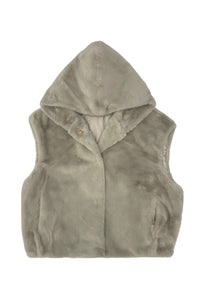 Plain Faux Fur Hooded Gilet Jacket