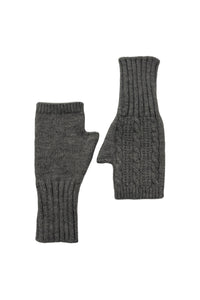 Plain Knitted Wool Hat & Fingerless Gloves Set