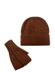 Plain Knitted Wool Hat & Fingerless Gloves Set