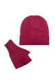 Plain Knitted Wool Hat & Fingerless Gloves Set