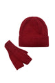 Plain Knitted Wool Hat & Fingerless Gloves Set