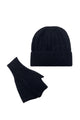 Plain Knitted Wool Hat & Fingerless Gloves Set