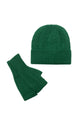 Plain Knitted Wool Hat & Fingerless Gloves Set