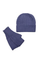 Plain Knitted Wool Hat & Fingerless Gloves Set