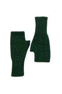 Plain Knitted Wool Hat & Fingerless Gloves Set