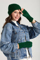 Plain Knitted Wool Hat & Fingerless Gloves Set