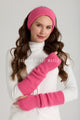 Plain Knitted Wool Headwarmer & Arm Warmer Gloves Set