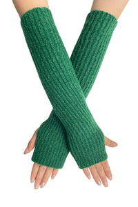 Metallic Thread Knitted Wool Arm Warmer Gloves