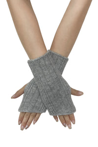 Knitted Metallic Stripe Wool Fingerless Gloves