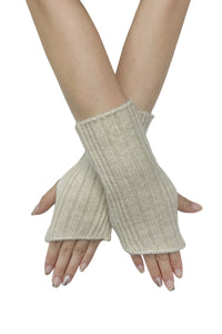 Knitted Metallic Stripe Wool Fingerless Gloves