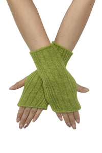 Knitted Metallic Stripe Wool Fingerless Gloves