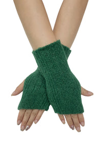 Knitted Metallic Stripe Wool Fingerless Gloves