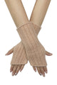 Knitted Metallic Stripe Wool Fingerless Gloves