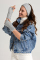 Knitted Metallic Wool Headwarmer & Fingerless Gloves Set