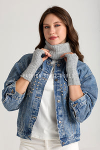 Knitted Metallic Wool Headwarmer & Fingerless Gloves Set