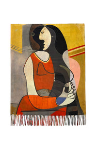 Picasso Woman In Red Art Print Reversible Wool Tassel Scarf