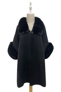 Cosy Faux Fur Trim Buckle Wool Jacket