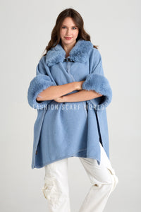 Cosy Faux Fur Trim Buckle Wool Jacket