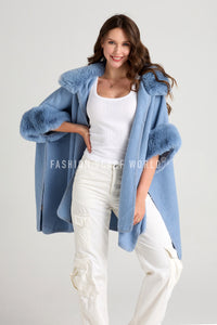 Cosy Faux Fur Trim Buckle Wool Jacket